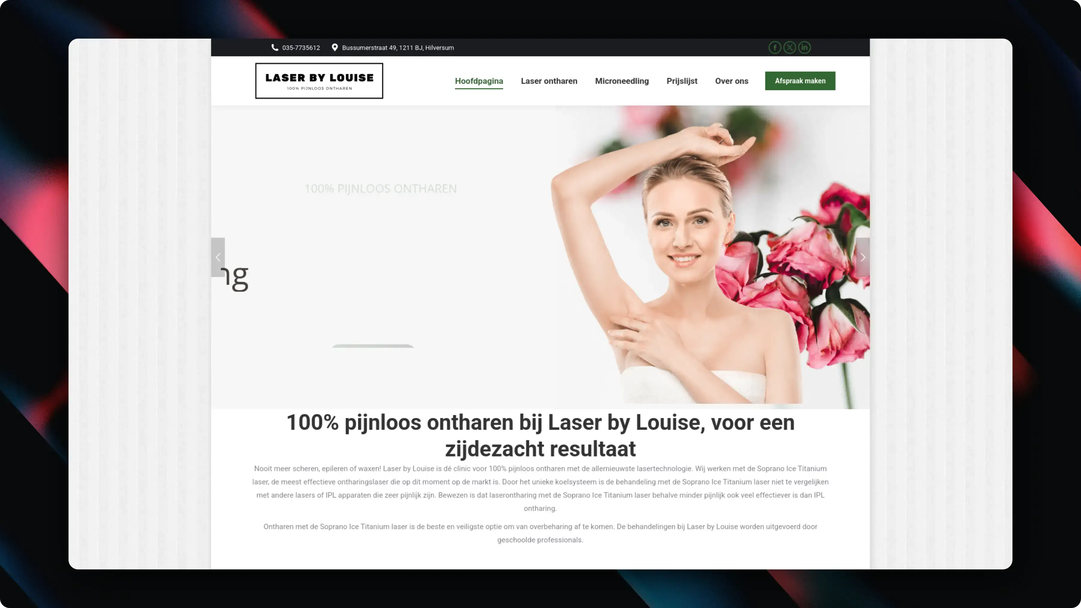 Screenshot van Laser by Louise website